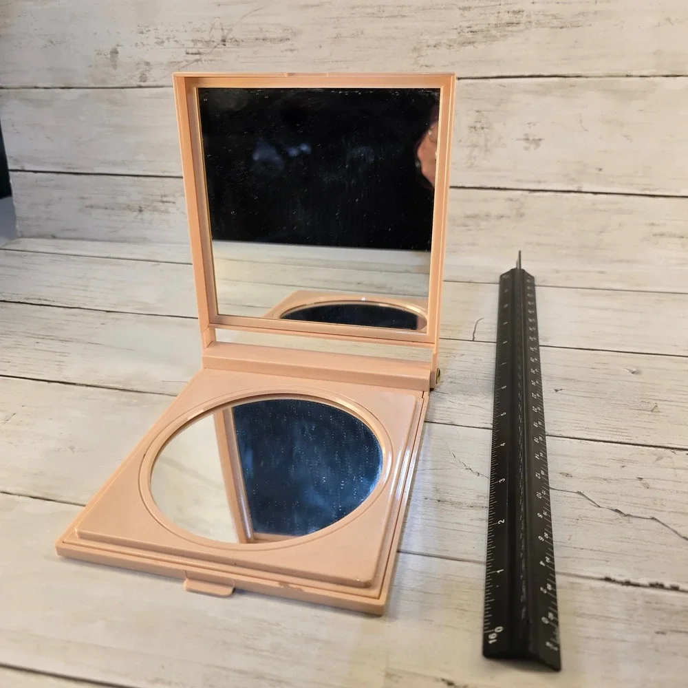Vintage Mary Kay Peach/Pink Folding Mirror‎ Dual Sided Compact Vanity Mirror